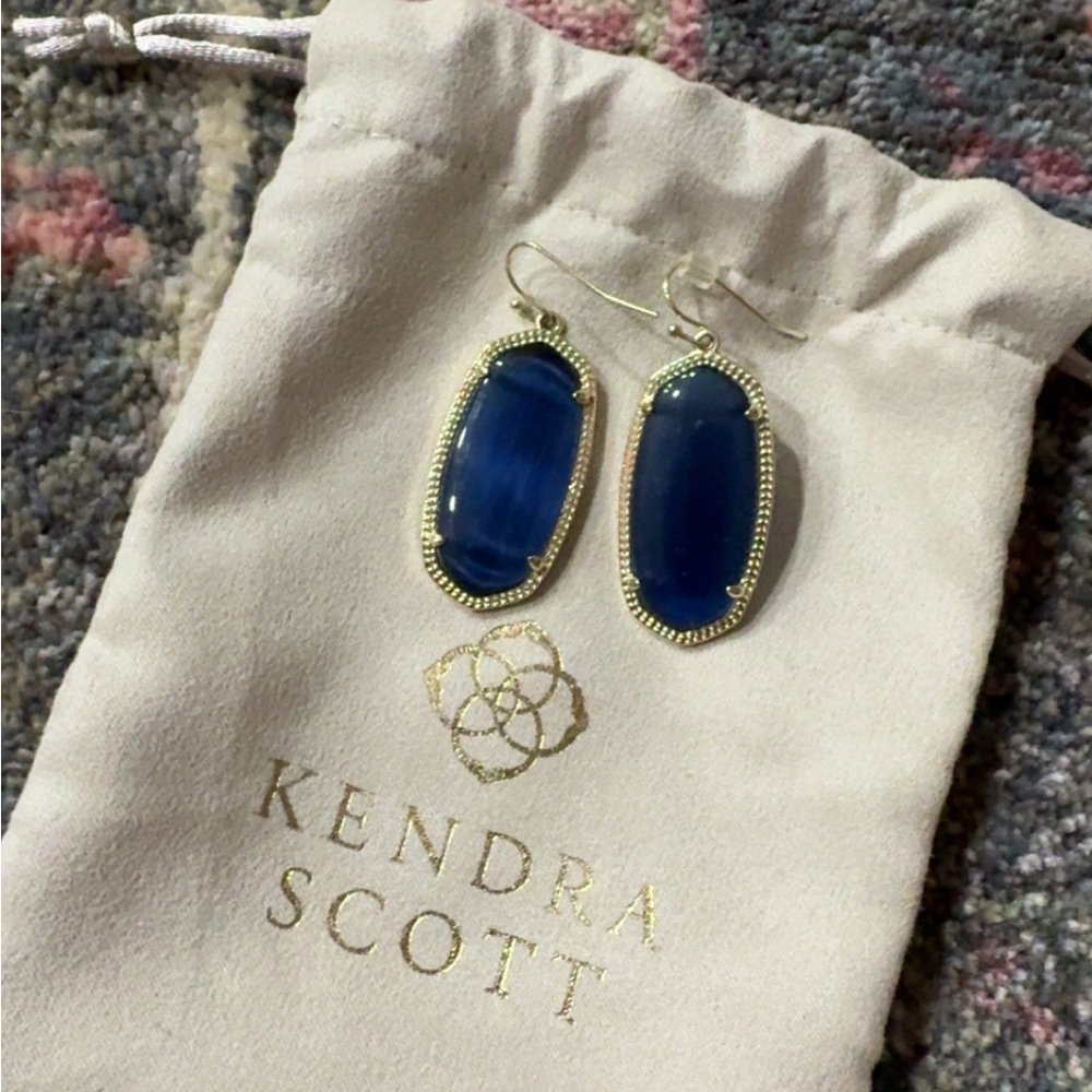 Kendra Scott Navy and Gold Drop Earrings